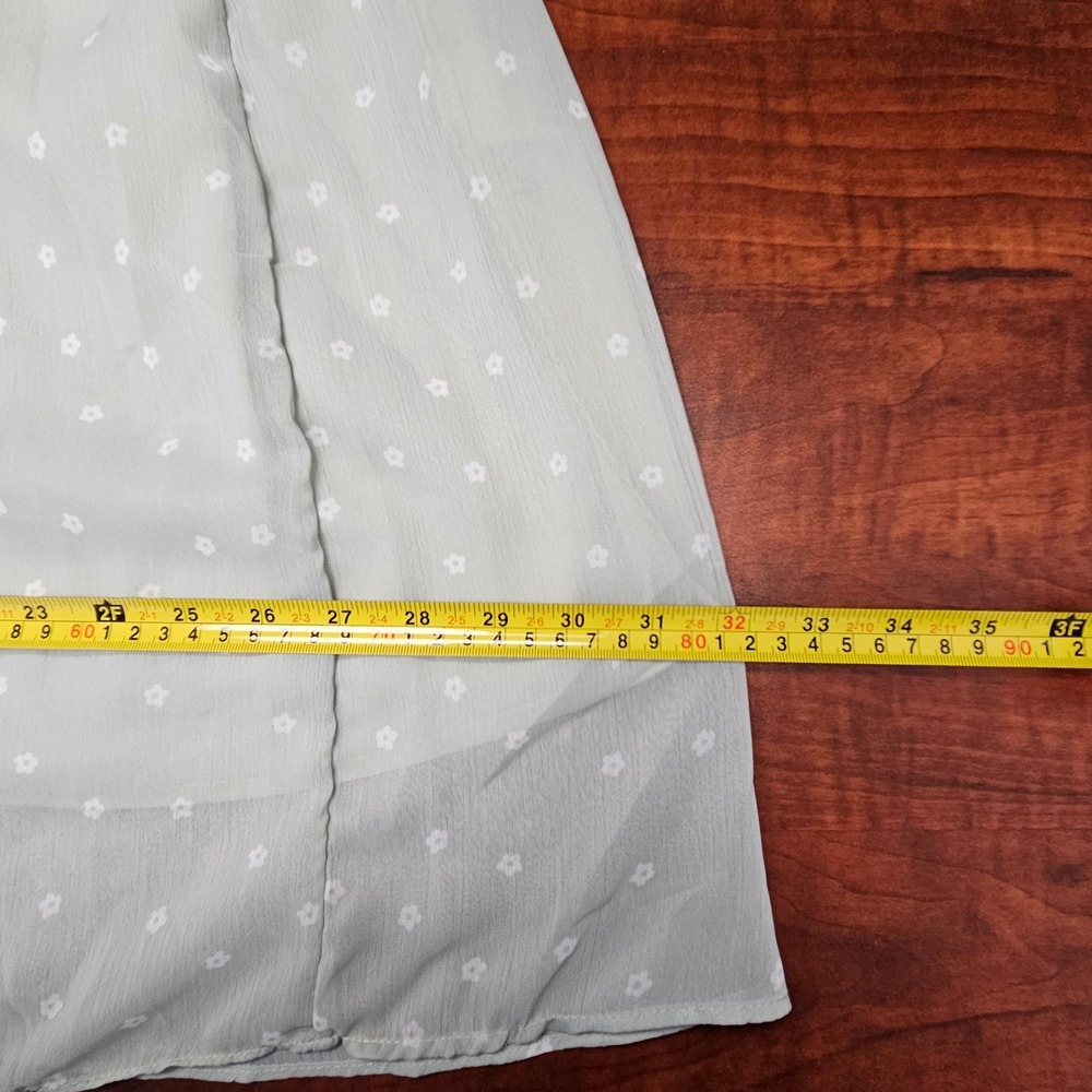 Dazy Soft Sage Green Polka Dot Puff Sleeve Maxi Dress Cottagecore Boho Women's S - Picture 8 of 11